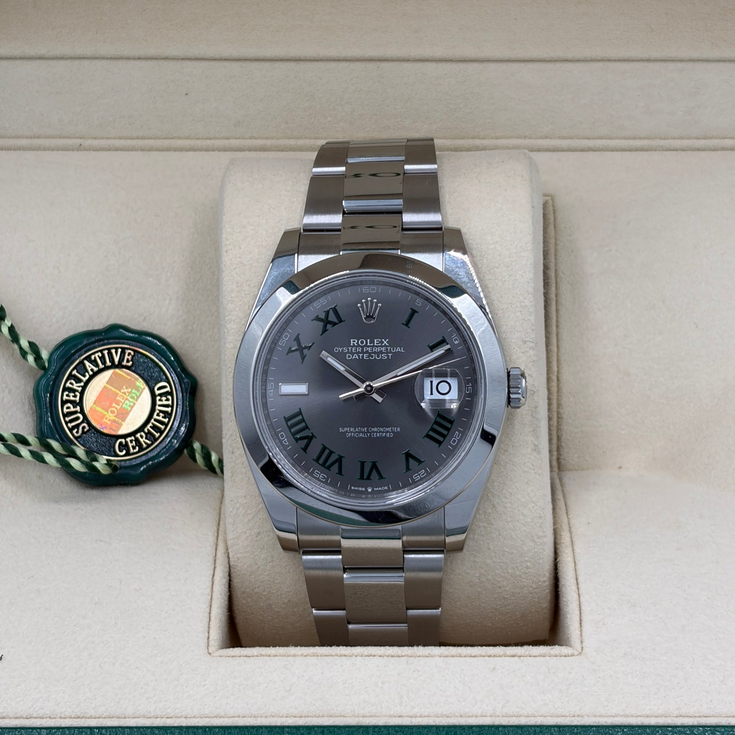 Rolex Datejust 41 Wimbledon Slate Roman Dial 126300 Year 2025 Full Set Box & Papers