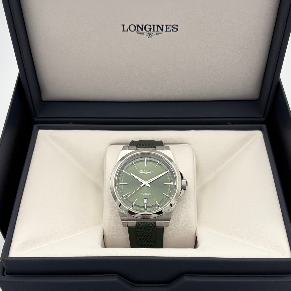 Longines Conquest 41mm Green Dial Green Rubber Strap L3.830.4.02.9 Automatic L888.5 Year 2026