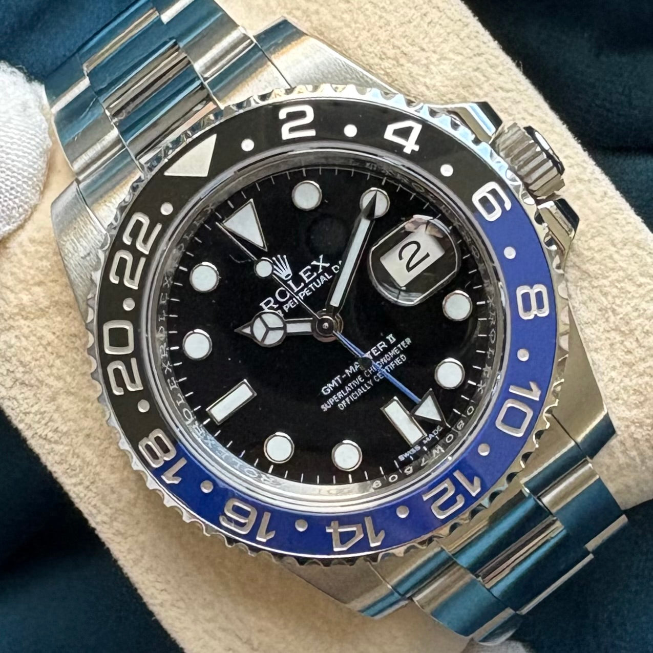 SOLD / ON REQUEST Rolex Batman GMT-Master II 116710BLNR Year 2015 Box & Papers