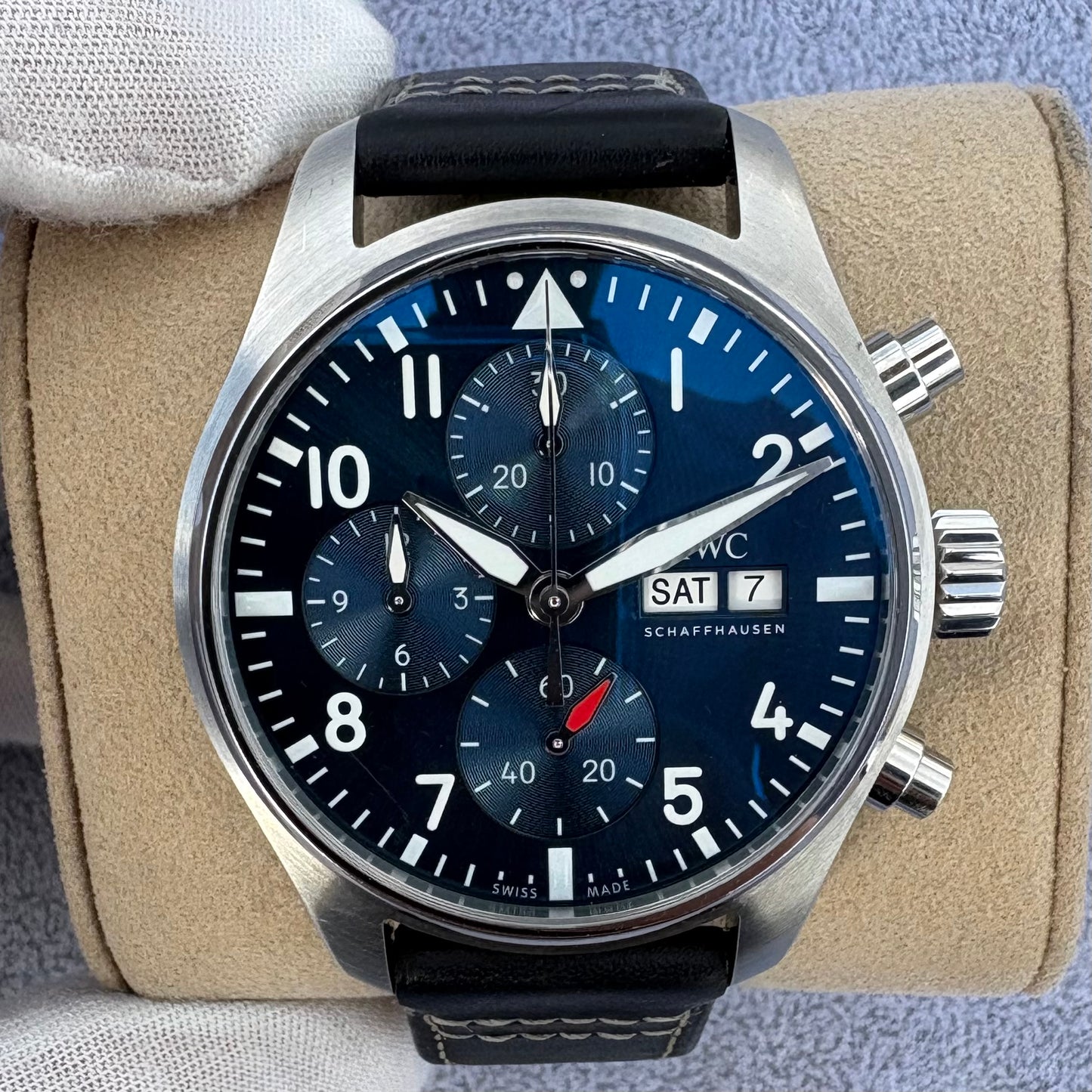SOLD / ON REQUEST IWC Pilots 2023 Blue Dial Chronograph IW388101