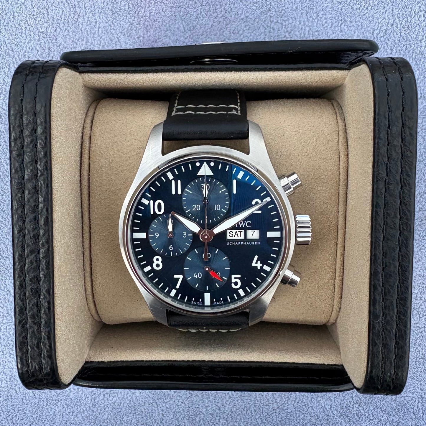 SOLD / ON REQUEST IWC Pilots 2023 Blue Dial Chronograph IW388101