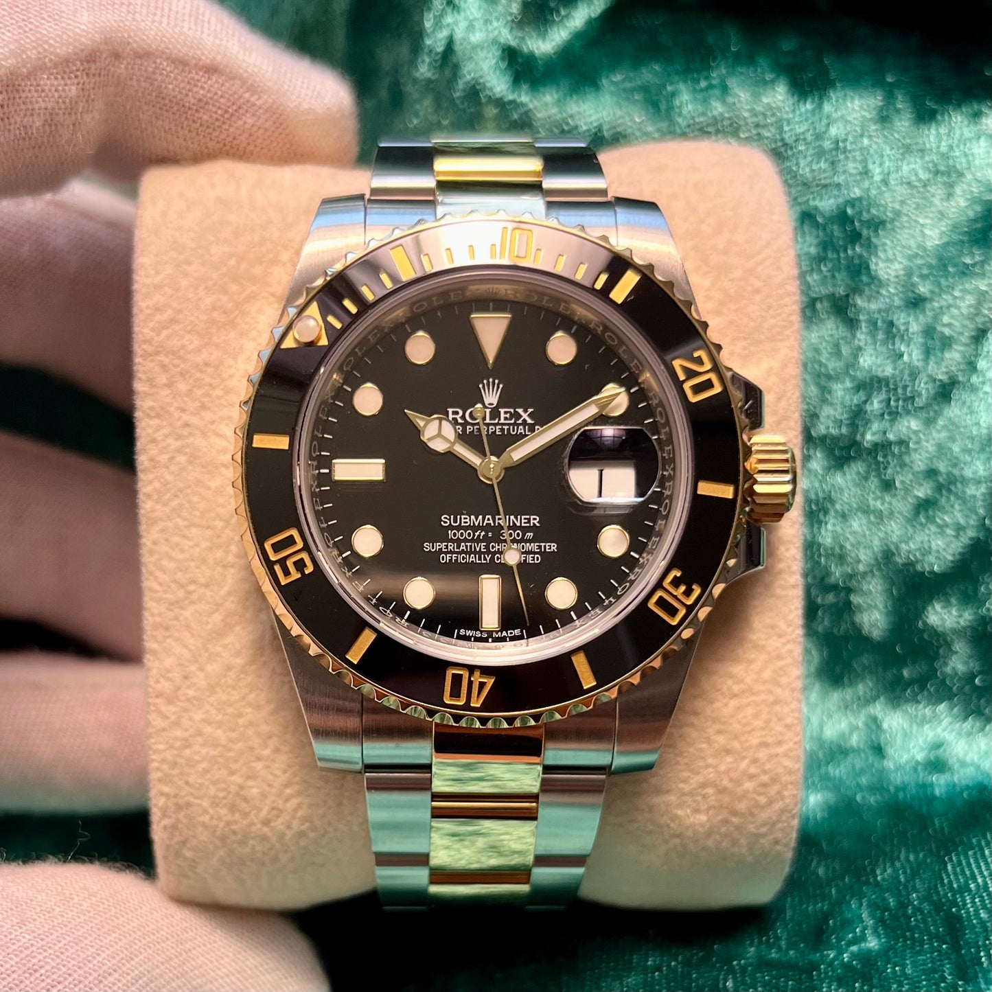 SOLD / ON REQUEST Rolex Submariner Date Two Tone Steel & Gold Black Dial 40mm Year 2015 Full Set