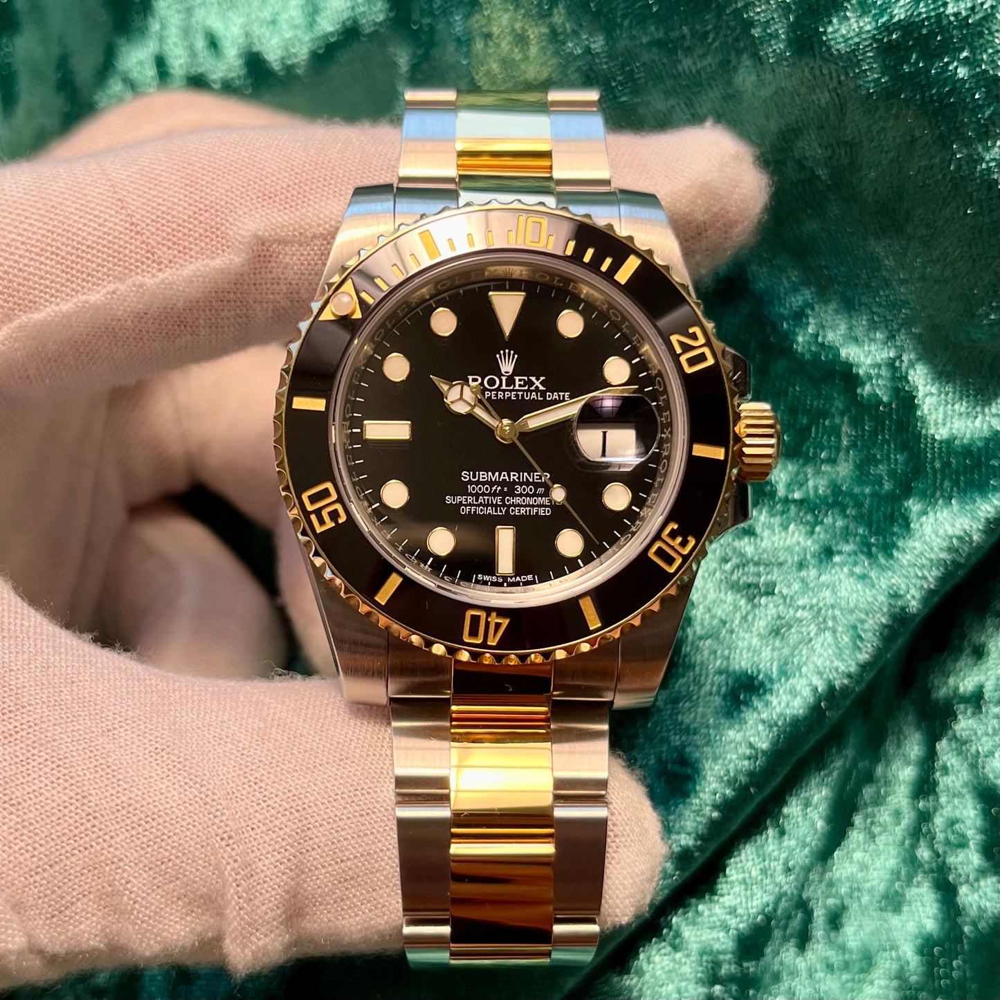 SOLD / ON REQUEST Rolex Submariner Date Two Tone Steel & Gold Black Dial 40mm Year 2015 Full Set