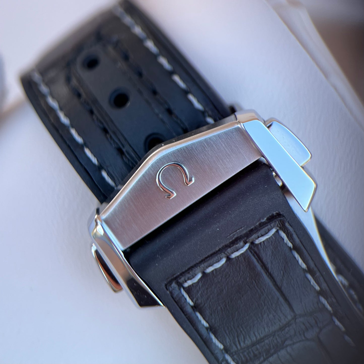 SOLD Omega Seamaster Planet Ocean 2021 Black Dial Leather Strap