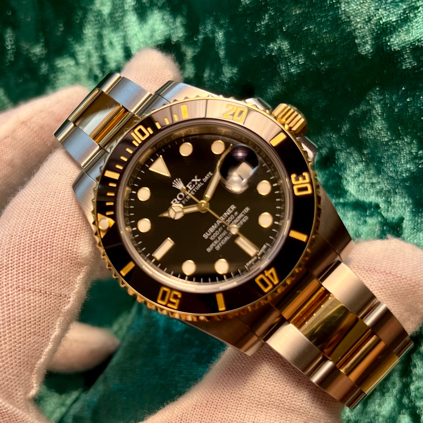 SOLD / ON REQUEST Rolex Submariner Date Two Tone Steel & Gold Black Dial 40mm Year 2015 Full Set