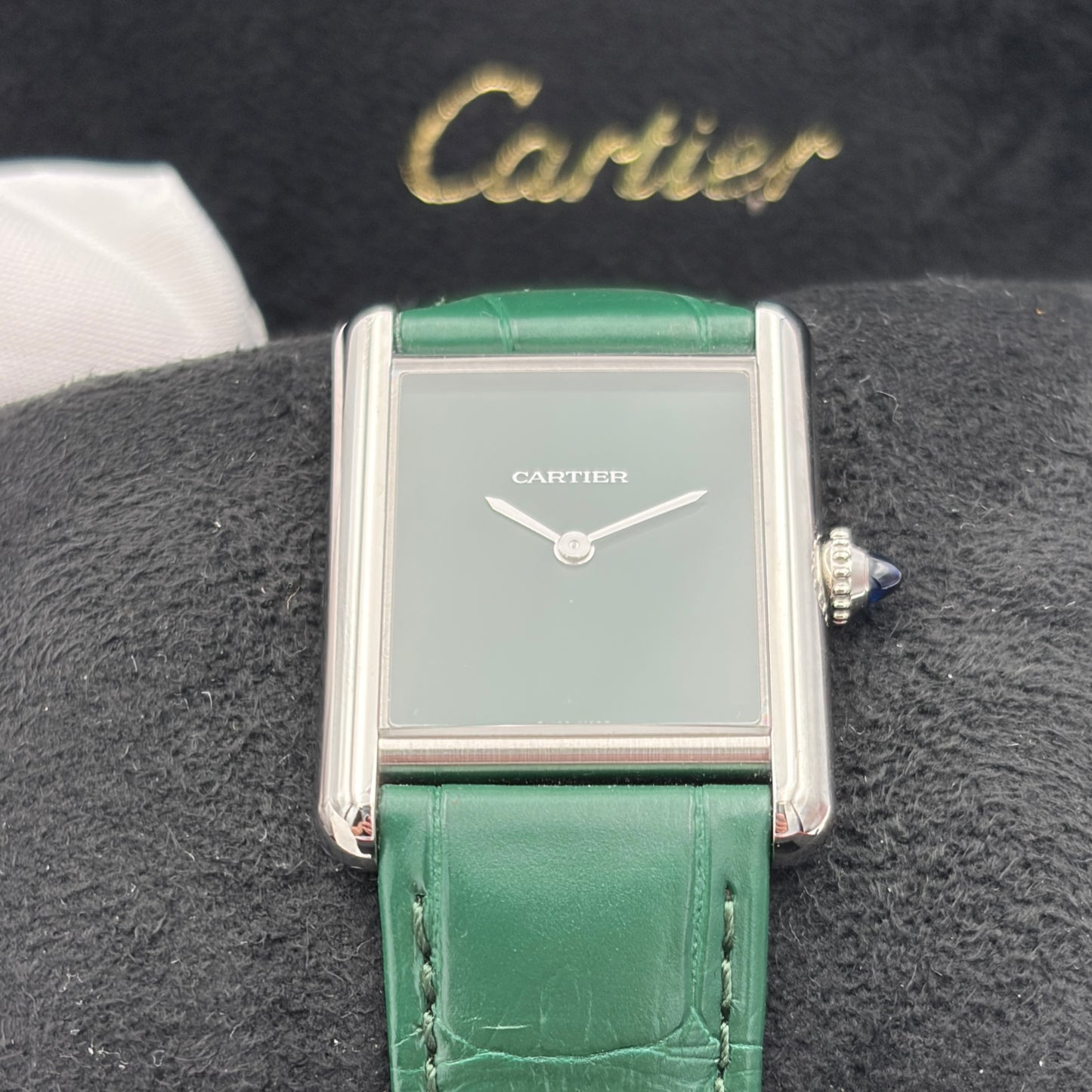 SOLD / ON REQUEST Cartier Tank Must De Cartier WSTA0115 Green Dial 2025 Full Set