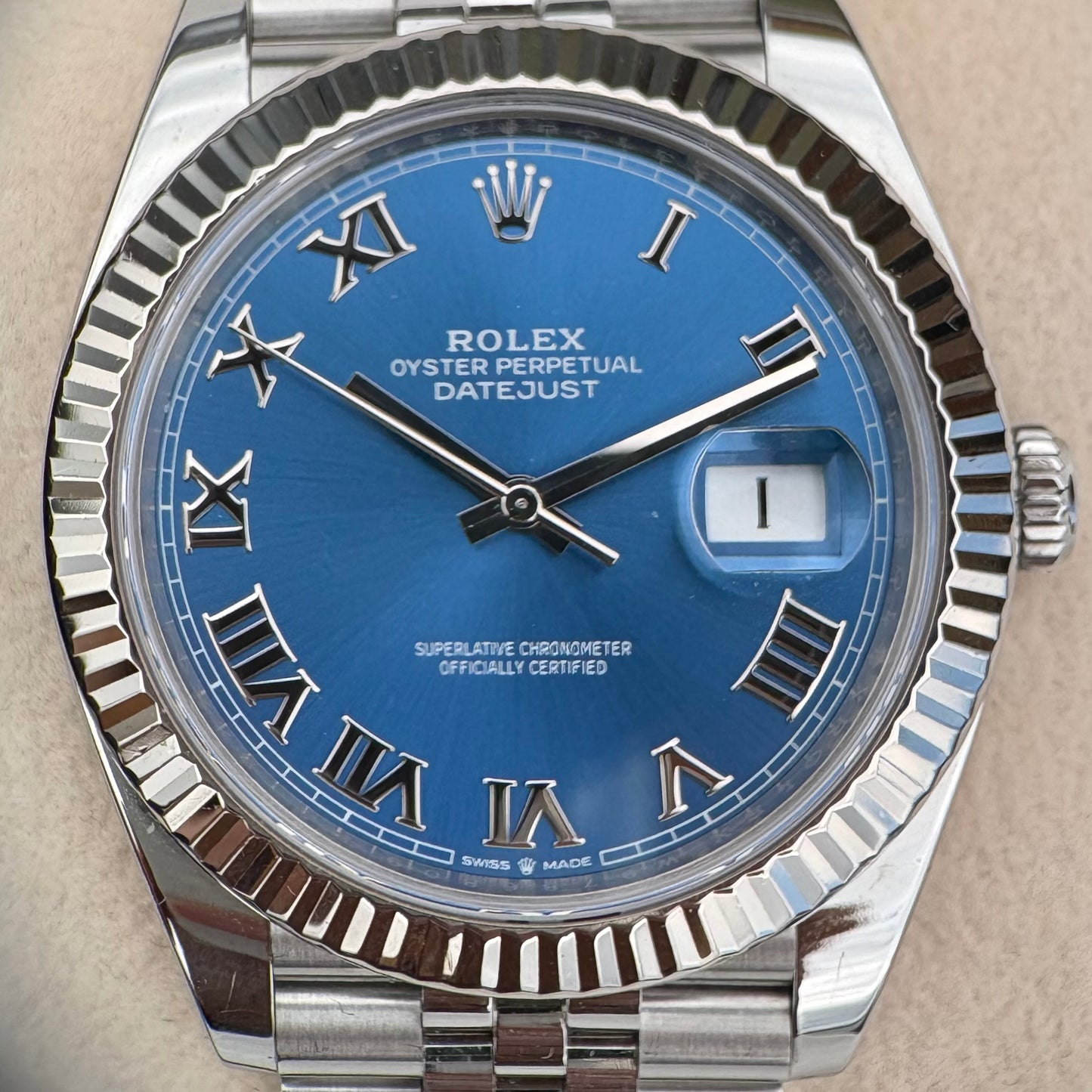 Rolex Datejust 41 Azzurro Blue Dial Roman Numeral Jubilee Bracelet