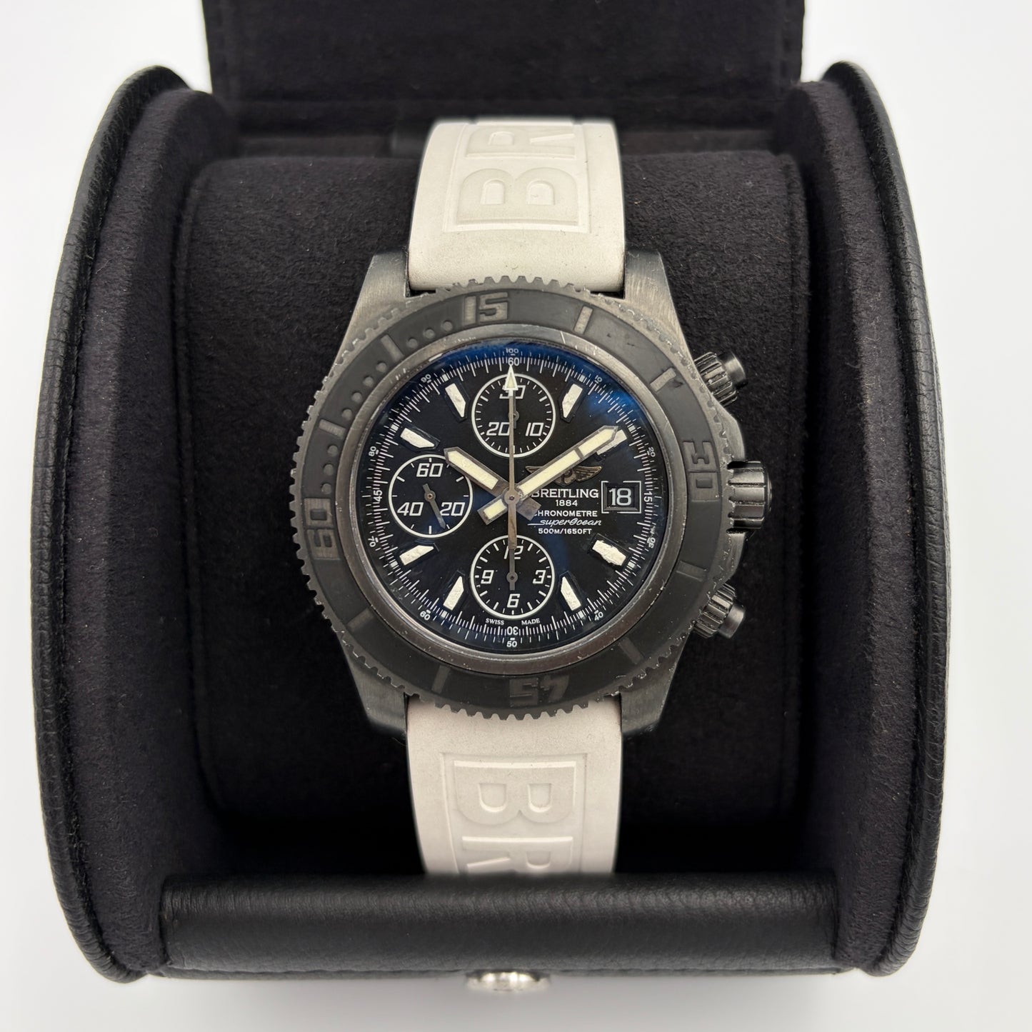 Breitling Superocean Chronograph II Blacksteel Limited Edition One Of 1000 44MM Black Dial Rubber Strap (Reference M13341B7/BD11) + Extra Strap