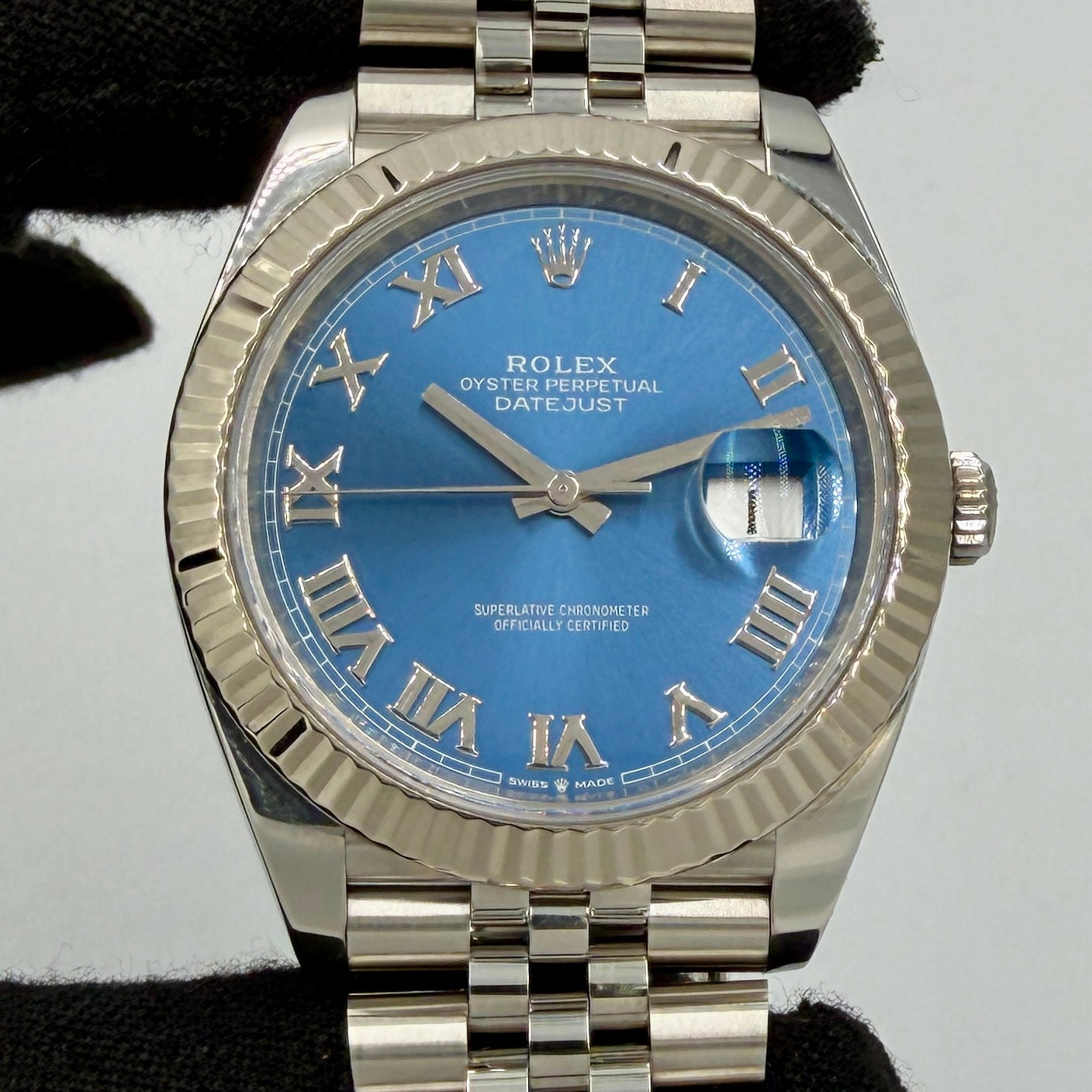 Rolex Datejust 41 Azzurro Blue Dial Roman Numeral Jubilee Bracelet