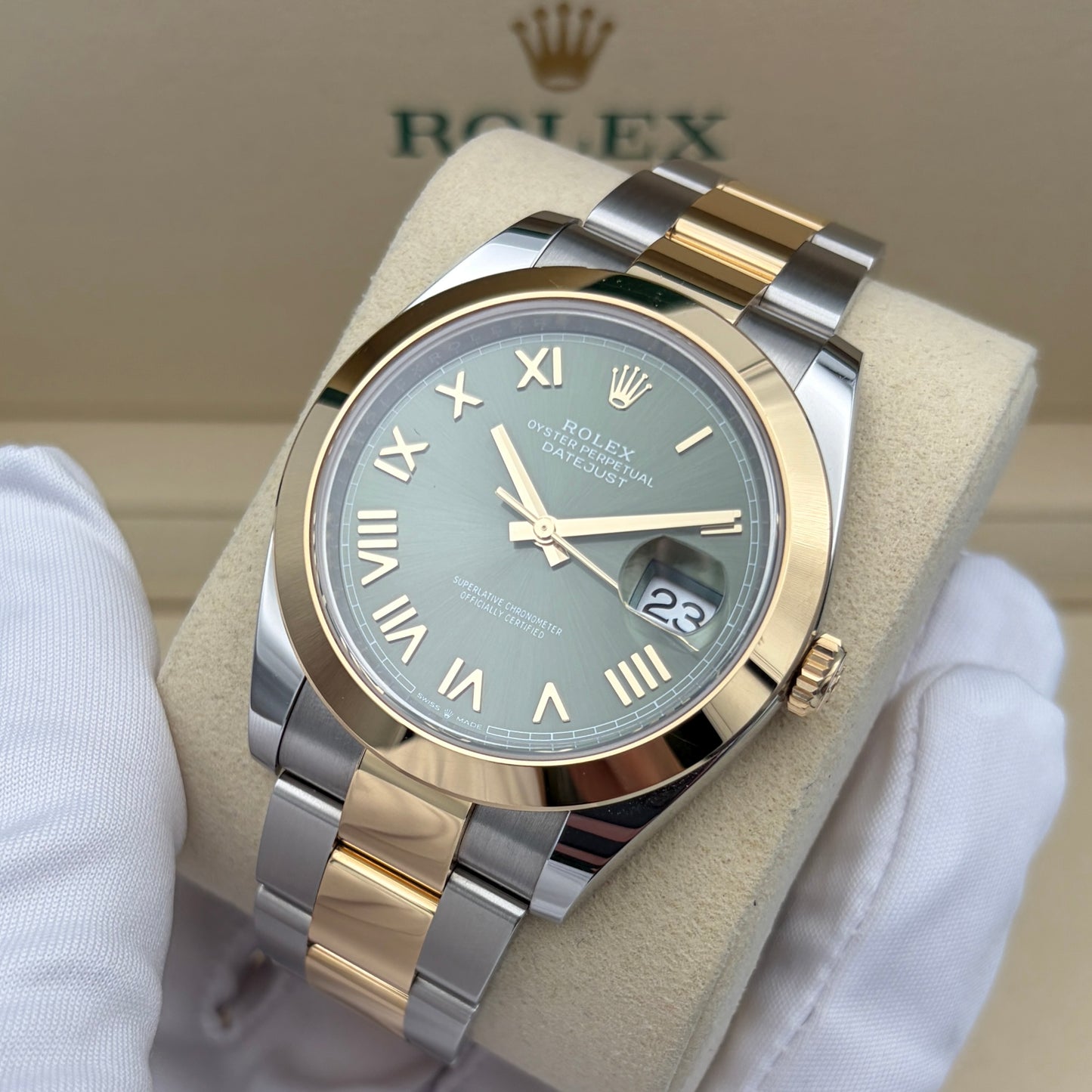 Rolex Datejust 41 Olive Green Dial Yellow Rolesor 126303-0023 Box and Papers 2026