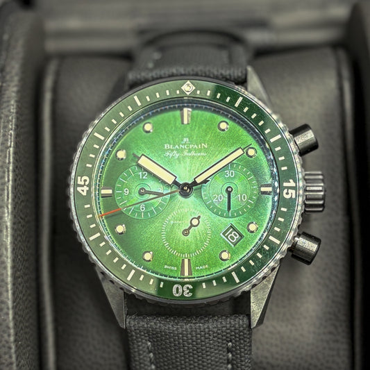 Blancpain Fifty Fathoms
Bathyscaphe Chronograph Green Dial
Ceramic Bezel 5200-0153-NABA Year 2023 Full Set
