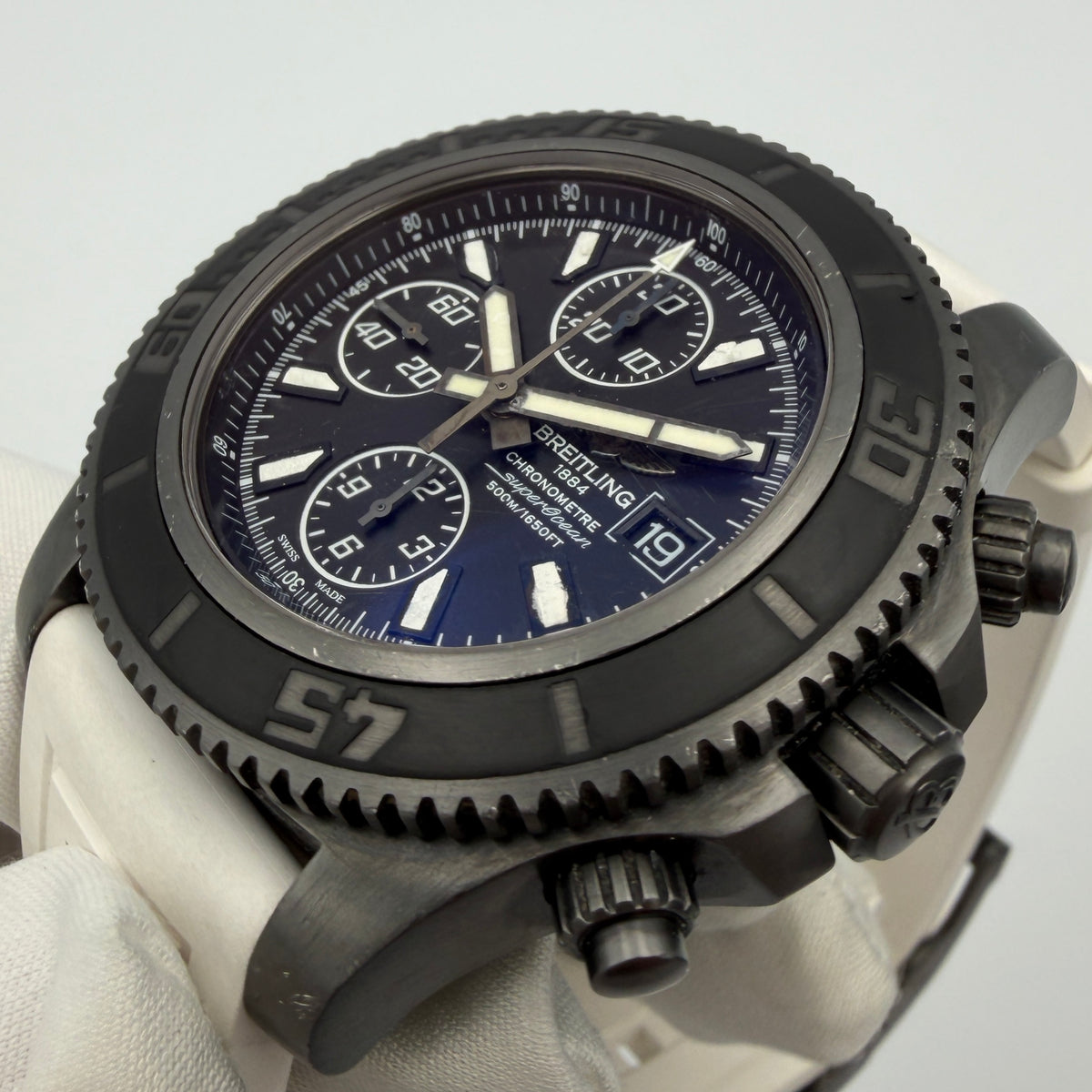 Breitling Superocean Chronograph II Blacksteel Limited Edition One Of 1000 44MM Black Dial Rubber Strap (Reference M13341B7/BD11) + Extra Strap