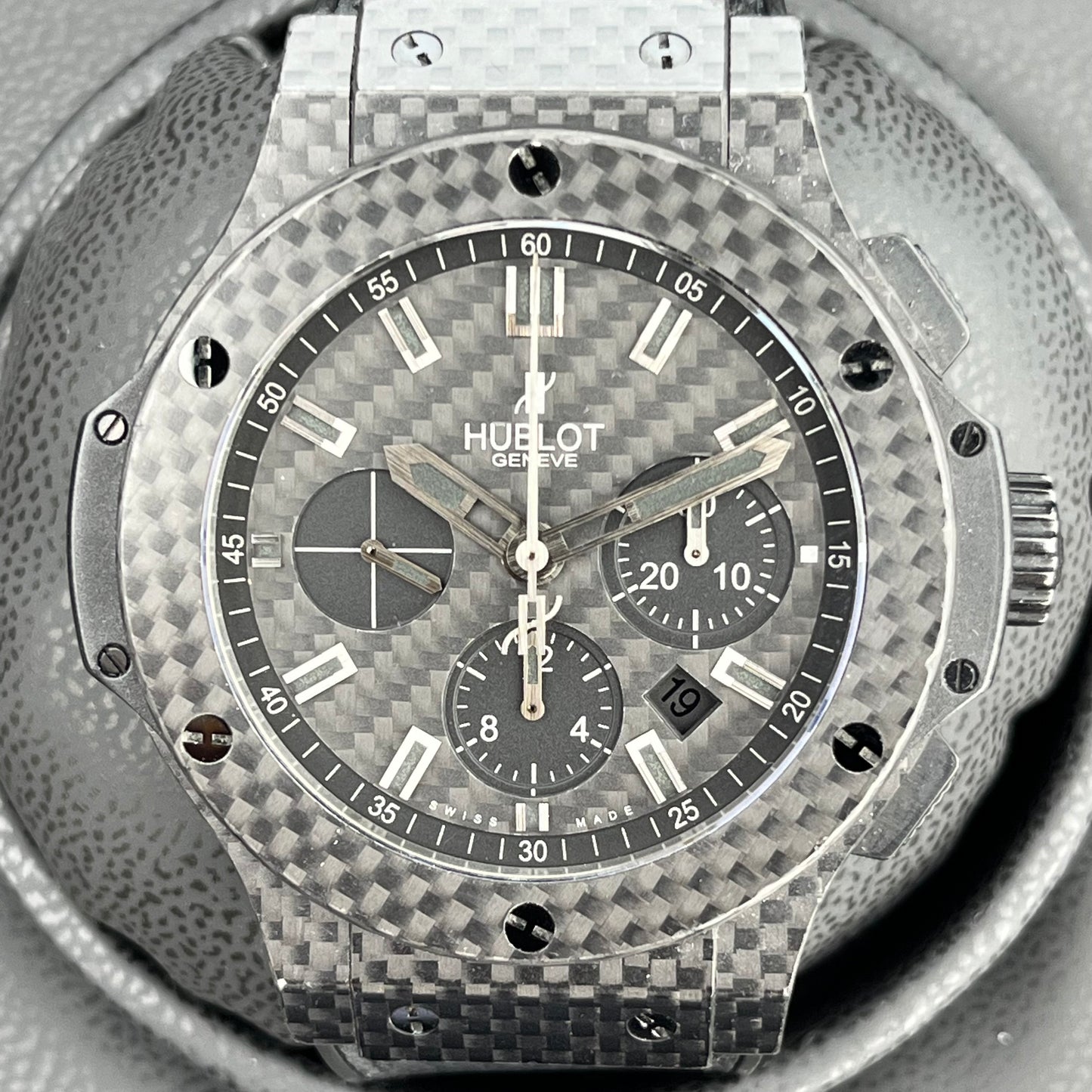 SOLD Hublot Big Bang All Black Carbon Finer Chronograph 44mm 301.QX.1740.GR