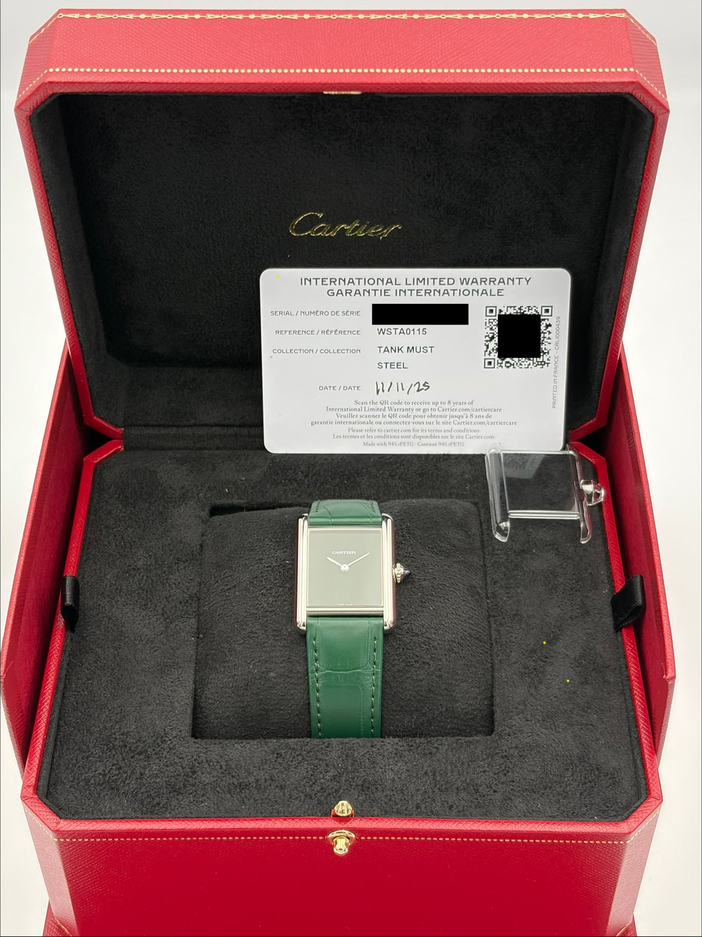 SOLD / ON REQUEST Cartier Tank Must De Cartier WSTA0115 Green Dial 2025 Full Set