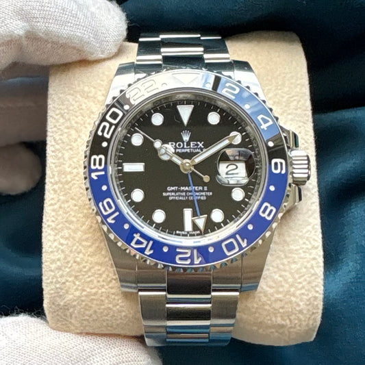 SOLD / ON REQUEST Rolex Batman GMT-Master II 116710BLNR Year 2015 Box & Papers