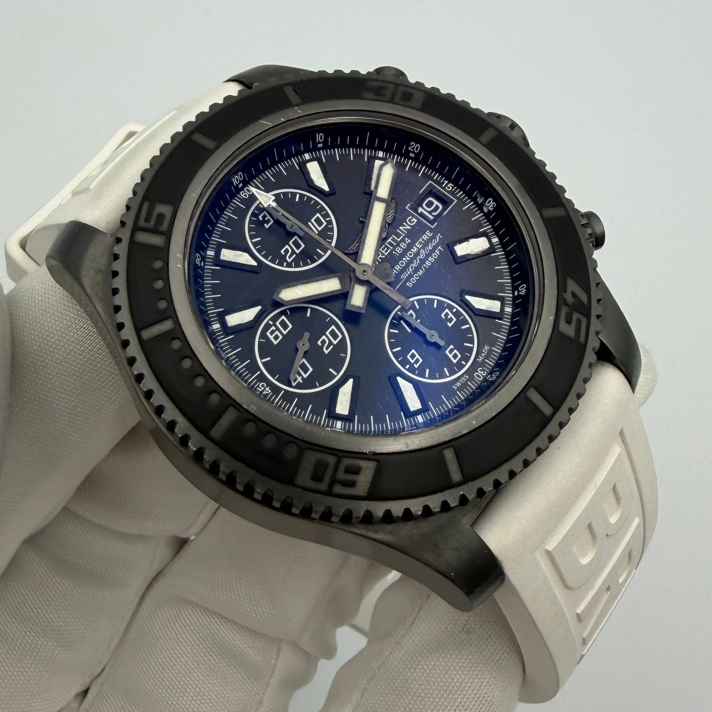Breitling Superocean Chronograph II Blacksteel Limited Edition One Of 1000 44MM Black Dial Rubber Strap (Reference M13341B7/BD11) + Extra Strap