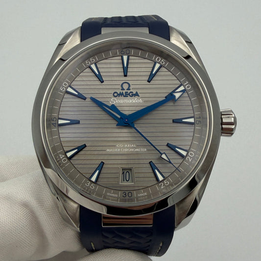 Omega Seamaster Aqua Terra 41mm Grey Dial Blue Rubber Strap Reference 220.12.41.21.06.001 Year 2024 Box & Papers