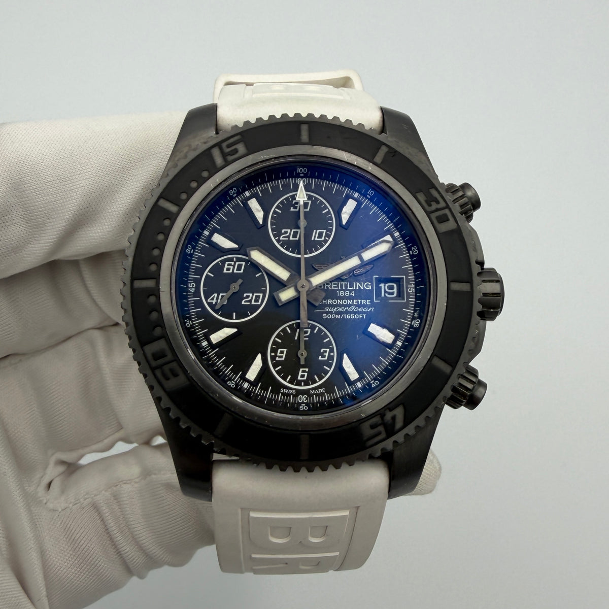 Breitling Superocean Chronograph II Blacksteel Limited Edition One Of 1000 44MM Black Dial Rubber Strap (Reference M13341B7/BD11) + Extra Strap