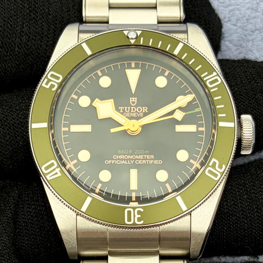 SOLD / ON REQUEST Tudor Black Bay Harrods Green Dial Special Edition 79230G Full Set
