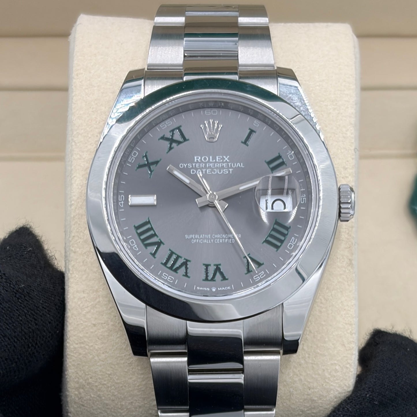 Rolex Datejust 41 Wimbledon Slate Roman Dial 126300 Year 2025 Full Set Box & Papers