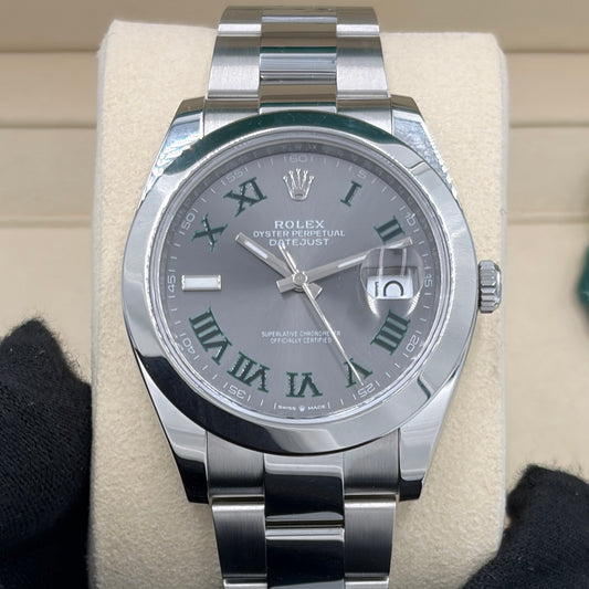 Rolex Datejust 41 Wimbledon Slate Roman Dial 126300 Year 2025 Full Set Box & Papers