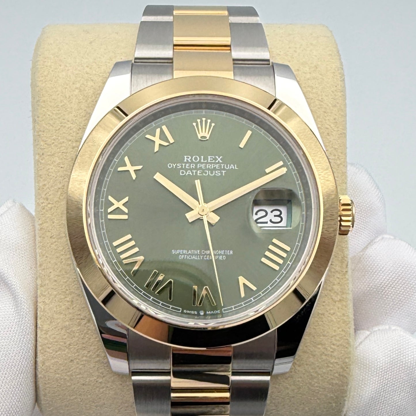 Rolex Datejust 41 Olive Green Dial Yellow Rolesor 126303-0023 Box and Papers 2026