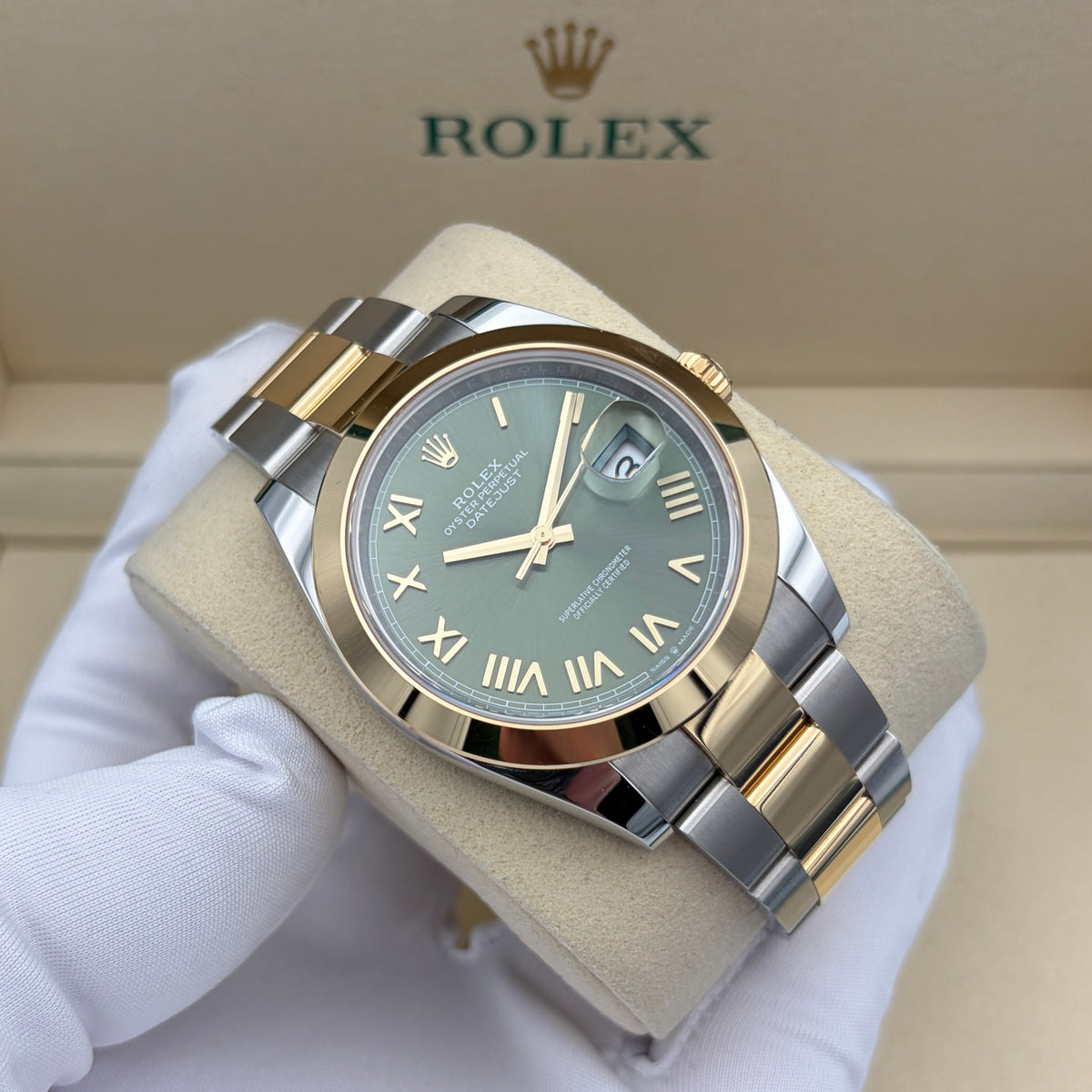 Rolex Datejust 41 Olive Green Dial Yellow Rolesor 126303-0023 Box and Papers 2026