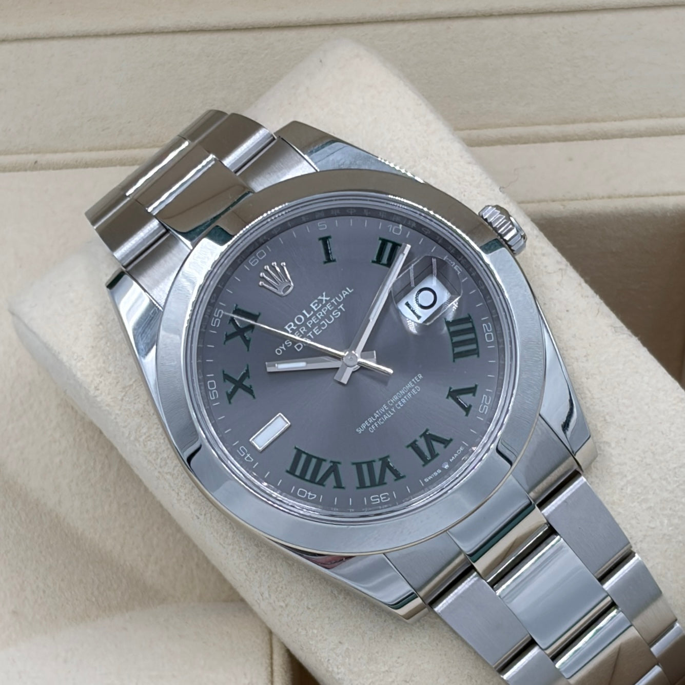 Rolex Datejust 41 Wimbledon Slate Roman Dial 126300 Year 2025 Full Set Box & Papers